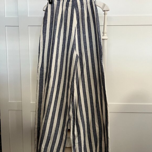 BNWT BCBGMAXAZRIA Paperbag-Waist Wide-Leg Striped Pants (XXS) POCKETS - Picture 6 of 9